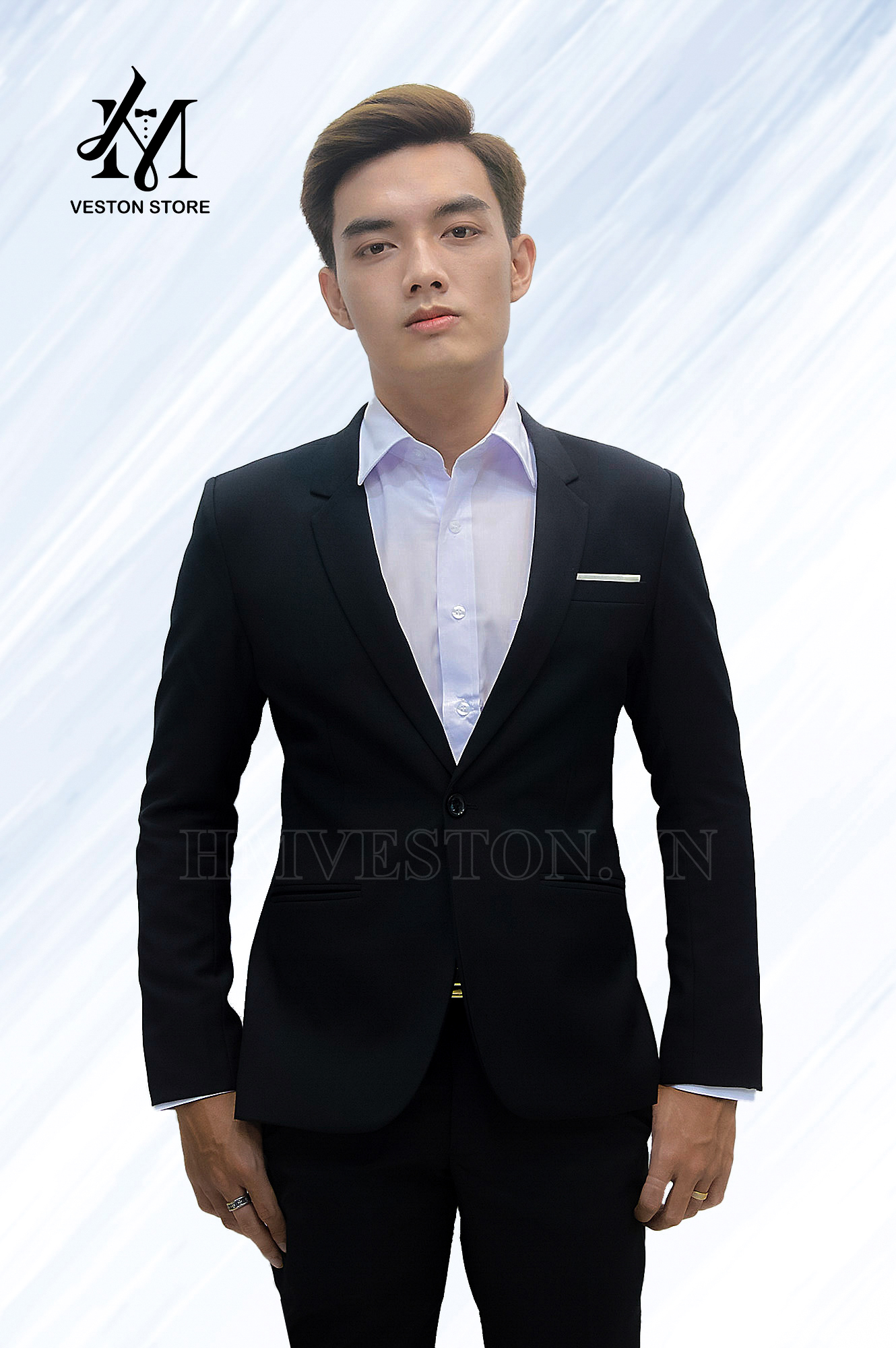 Áo Vest Nam ôm body màu đen poly mềm mịn