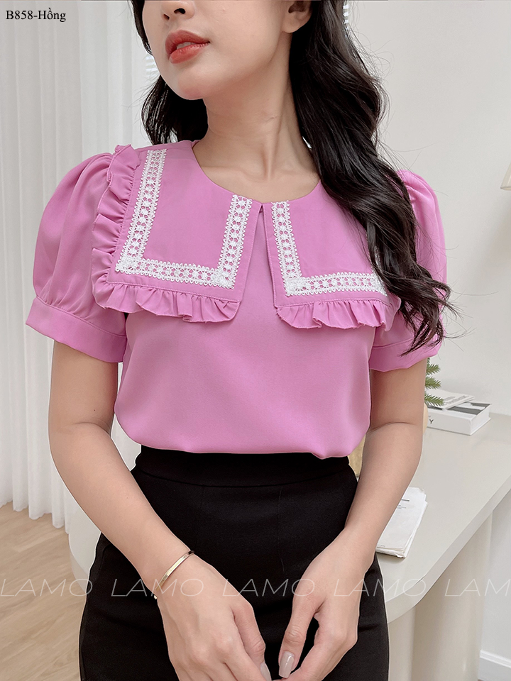 ÁO SƠ MI NỮ BÈO NHÚN TRẺ TRUNG -B858