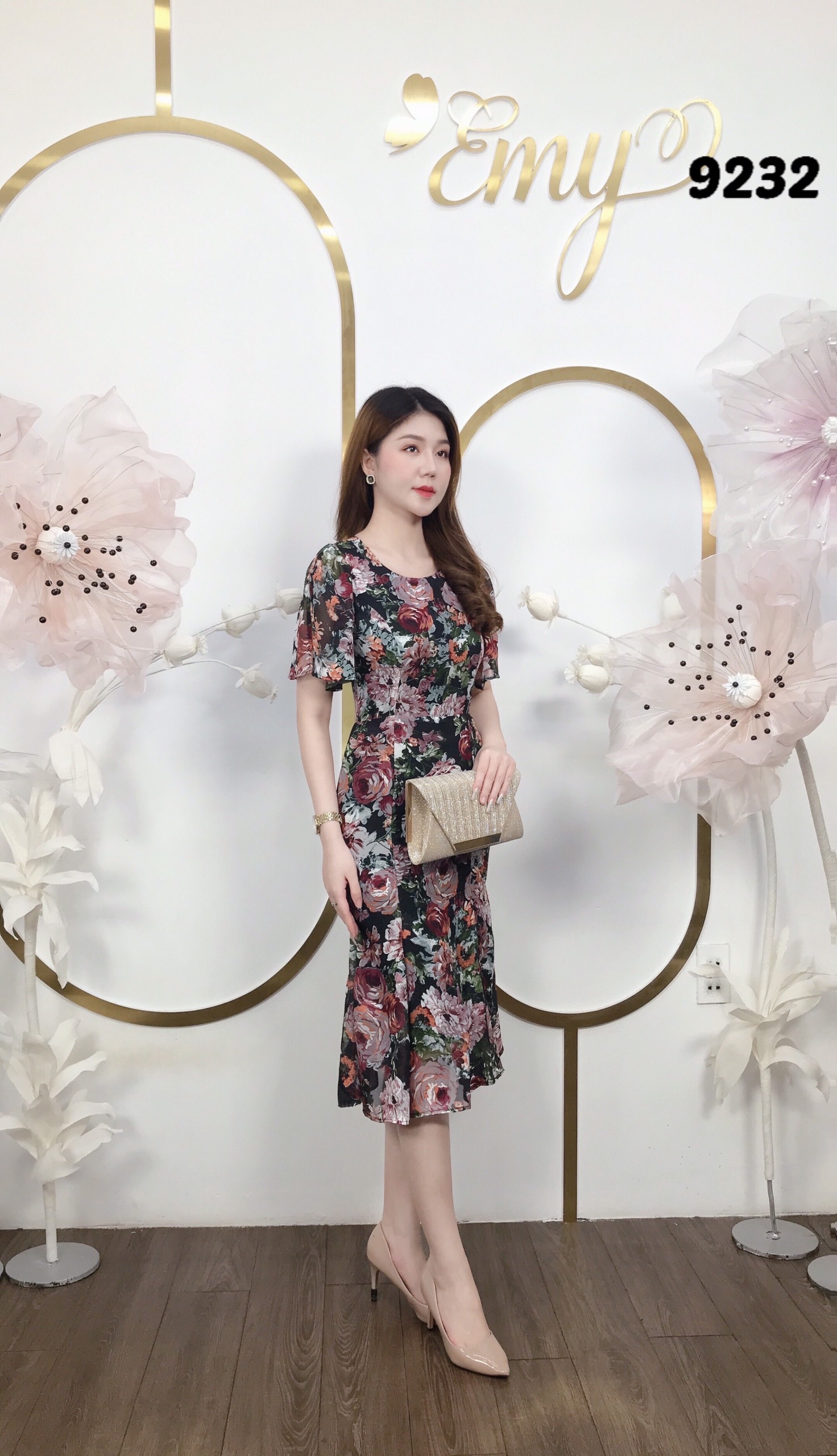 Đầm EMY EM9232 Body Hoa Đuôi Cá