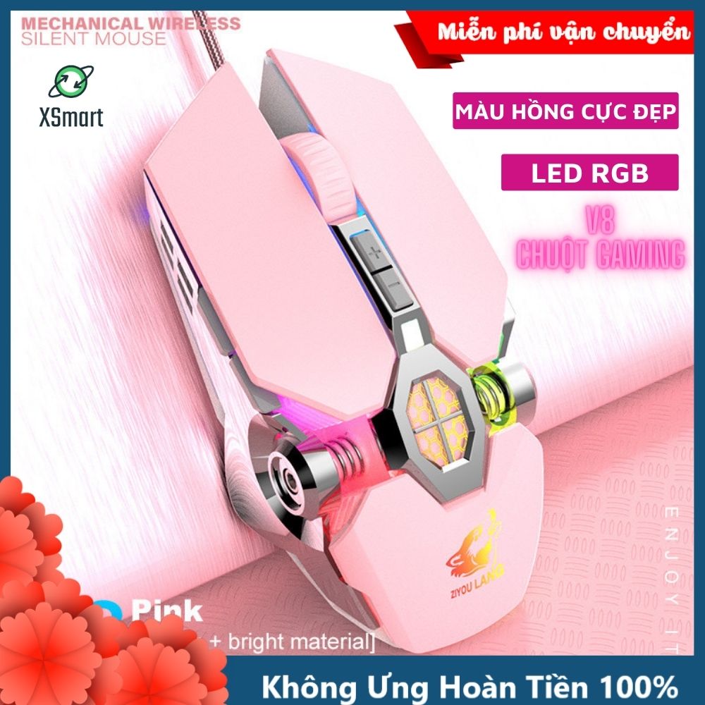 Chuột Gaming Máy Tính Free Wolf V8 Super Game Pro LED RGB Đổi Màu Siêu Đẹp Kết Nối Máy Tính Laptop PC Qua Cổng USB Mouse Computer Chiến Mọi Tựa Game Nổi Tiếng PUBG LOL Đột Kích