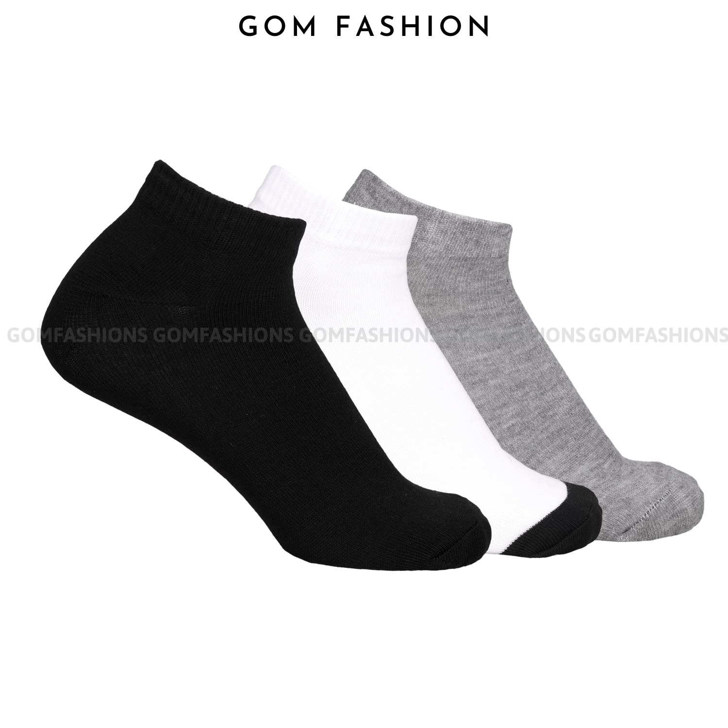Set 5 đôi vớ cổ ngắn nam nữ trơn, chất liệu cotton dày dặn thoáng mát khử mùi - GOMSOCKS-NGAN-CB5