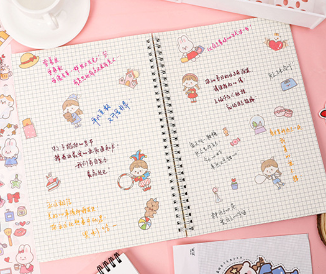 [Có sẵn] Sticker Cô Gái decor trang trí bàn học, sổ nhật kí ( Set 4 tấm)