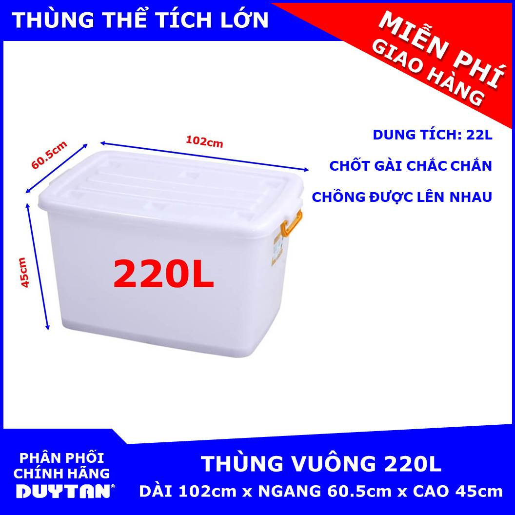 Thùng nhựa đựng đồ đa năng Duy Tân 220L (Trắng)