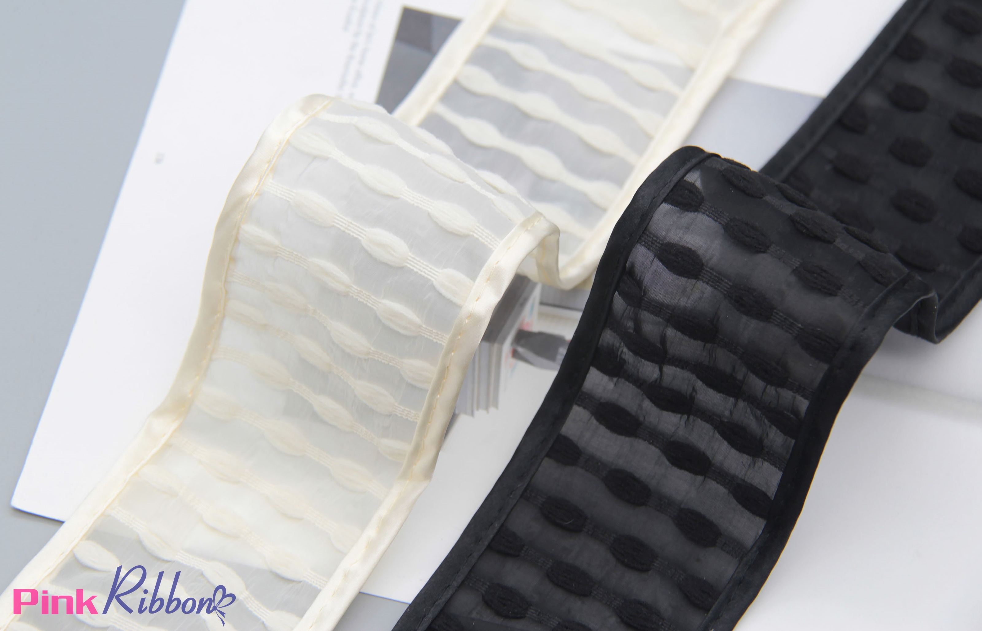 RB vải voan kẻ hạt nổi 6cm