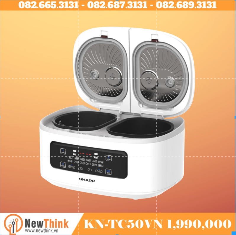 Nồi đôi đa năng Sharp KN-TC50VN-SL | KN-TC50VN-WH (Hàng chính hãng, nấu cơm ngon, 04 món nhanh chóng )