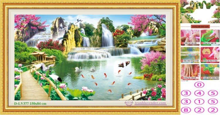 [HCM]TRANH ĐÍNH ĐÁ BỒNG LAI TIÊN CẢNH LV377 kích thước  150 x 84CM