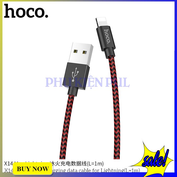 Dây cáp sạc lightning hoco x14 [ dài 2m ] - bảo hành 6 tháng