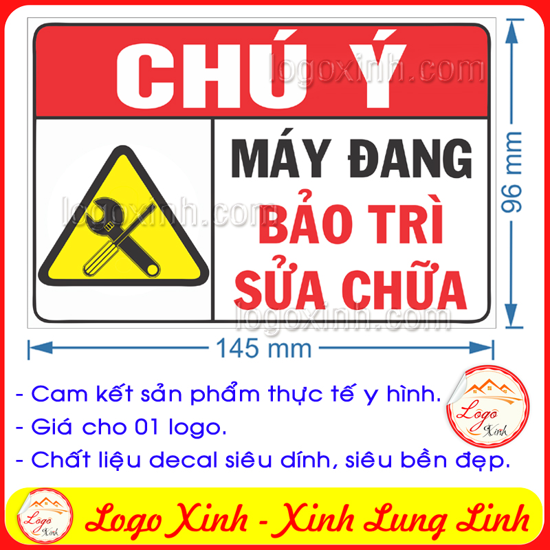 Logo tem sticker biển chỉ dẫn máy đang bảo trì sửa - machine maintainance