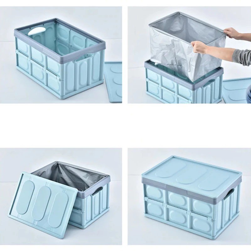 Thùng Đựng Đồ Gấp Gọn Kèm Túi Lót Chống Nước  - Đựng Đồ Trong Nhà, Trên Xe Hơi, Đựng Rau, Thịt, Cá, Chứa Nước - Hàng Loại Đẹp (Giao màu ngẫu nhiên)