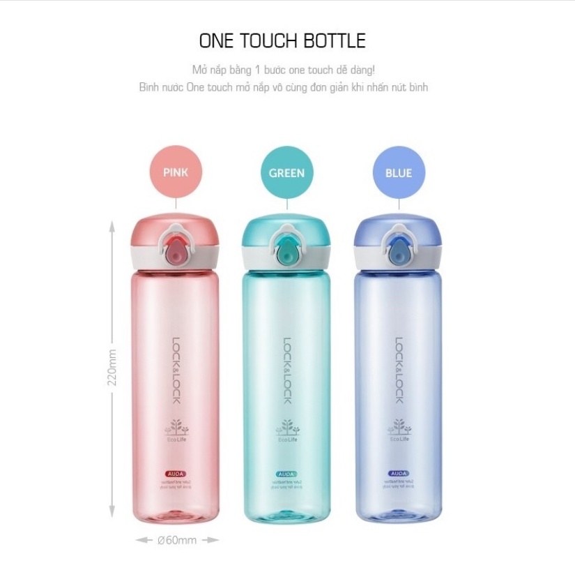 Bình Nước Nhựa Tritan LocknLock One Touch Bottle 500ml ABF645
