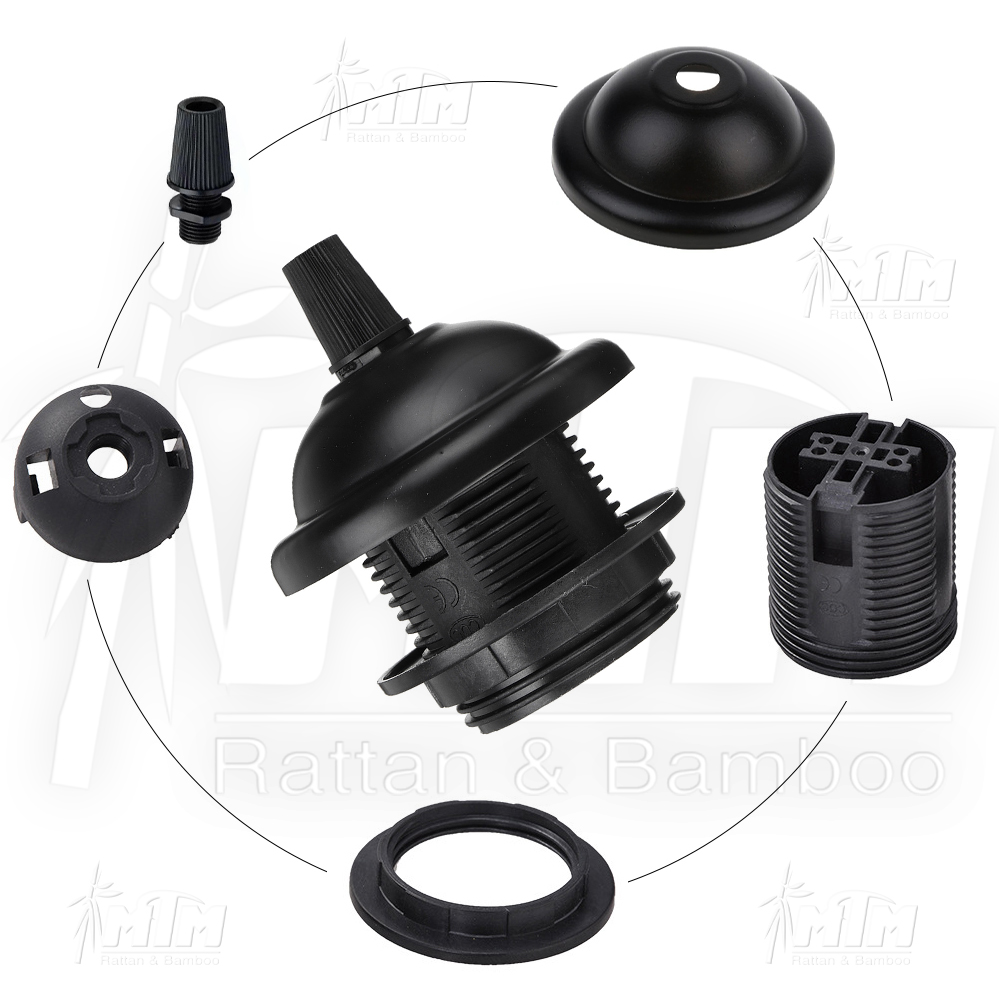 Đui đèn vành E27 dùng cho lồng đèn mây tre, đèn gỗ, đèn sắt.
