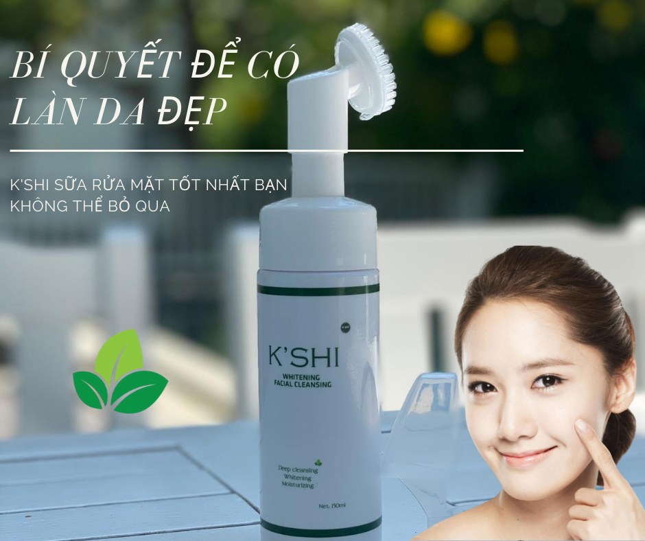 [KM SỐC] Sữa Rửa Mặt Trắng Da Ngừa Mụn Kiềm Dầu Có Đầu Cọ Tạo Bọt K’shi Whitening Facial Cleansing 150ml