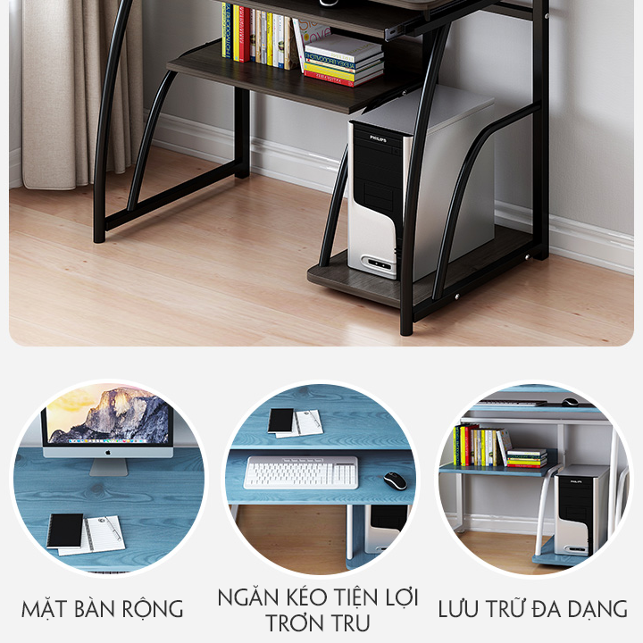 Bàn để máy tính bằng gỗ chân sắt(KT 70*40*71cm)