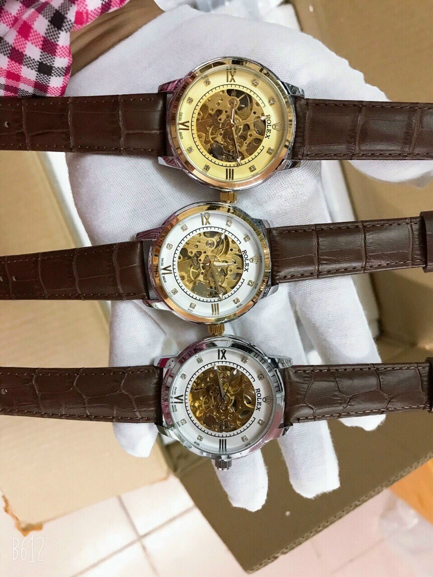 Đồng Hồ Cơ Nam RoLex Lộ Máy - Dây Da