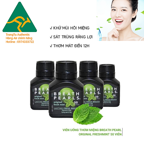Viên uống thơm miệng Breath Pearls (hộp 50 viên của Úc)