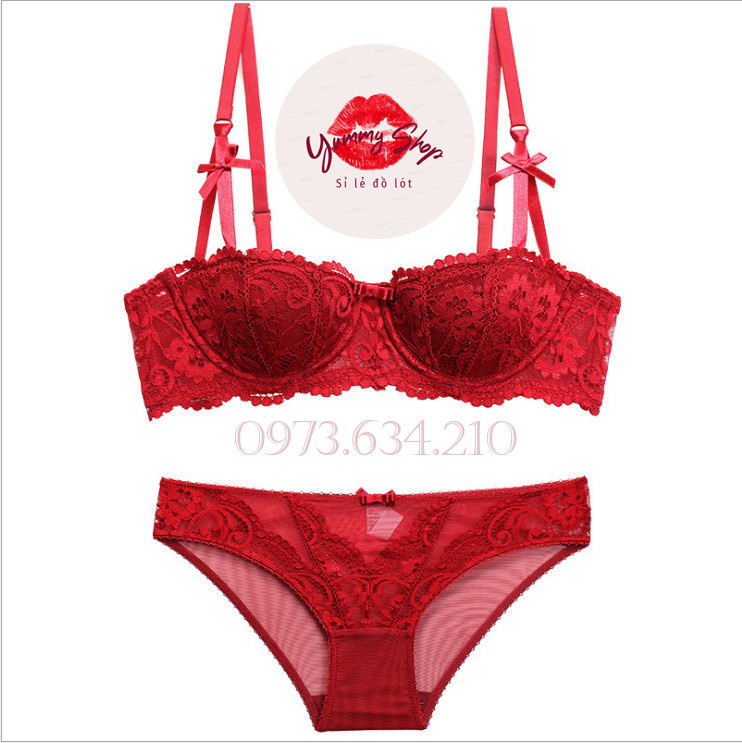 Bộ đồ lót B006 ren sexy mút mỏng có gọng 1/2 cup