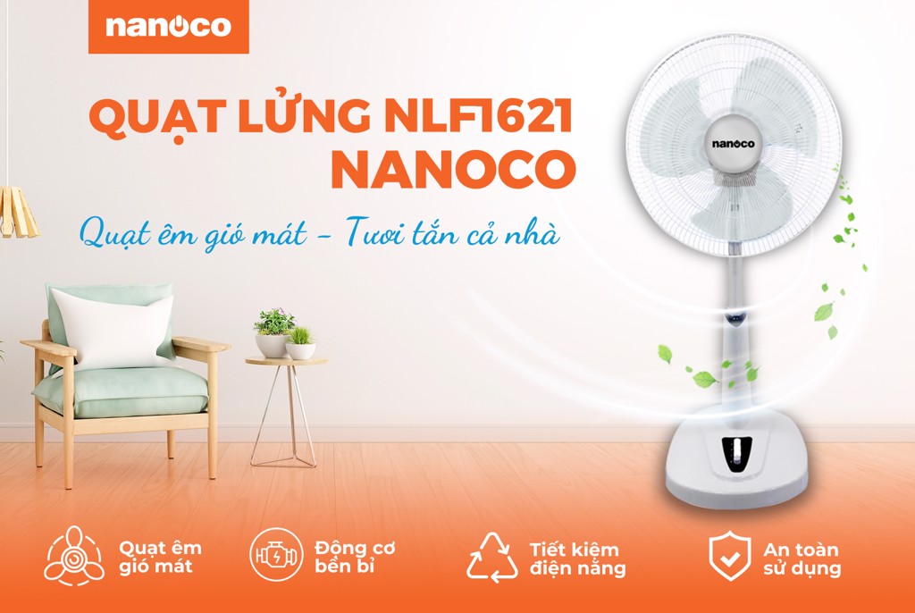 [GIAO TẠI HCM] - Quạt lửng Nanoco NLF1621 (Màu xám)