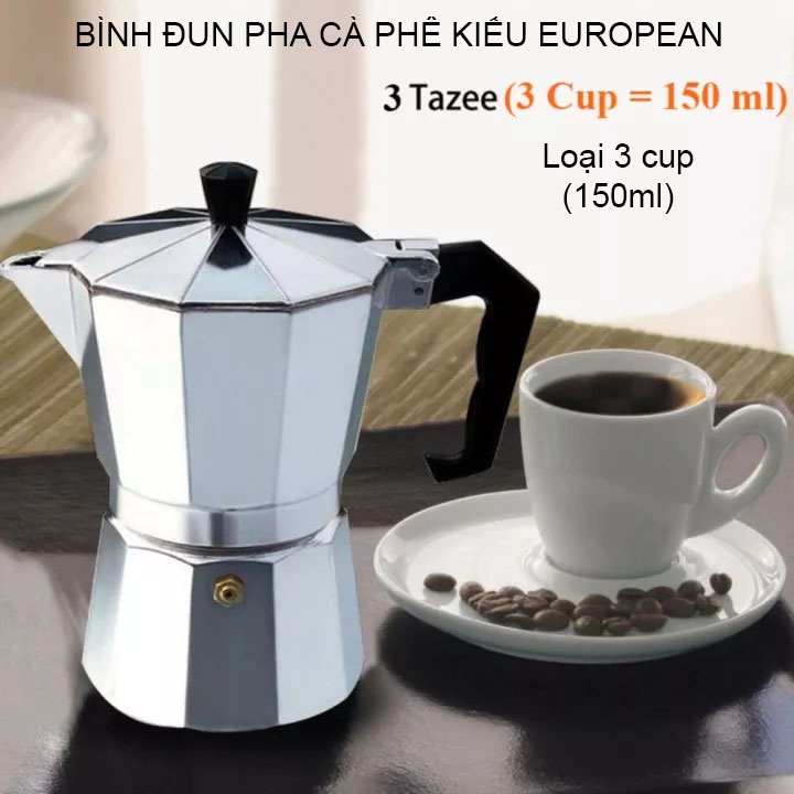 Bình đun pha cà phê 3 Cup-150 ml kiểu pha theo phong cách Châu Âu