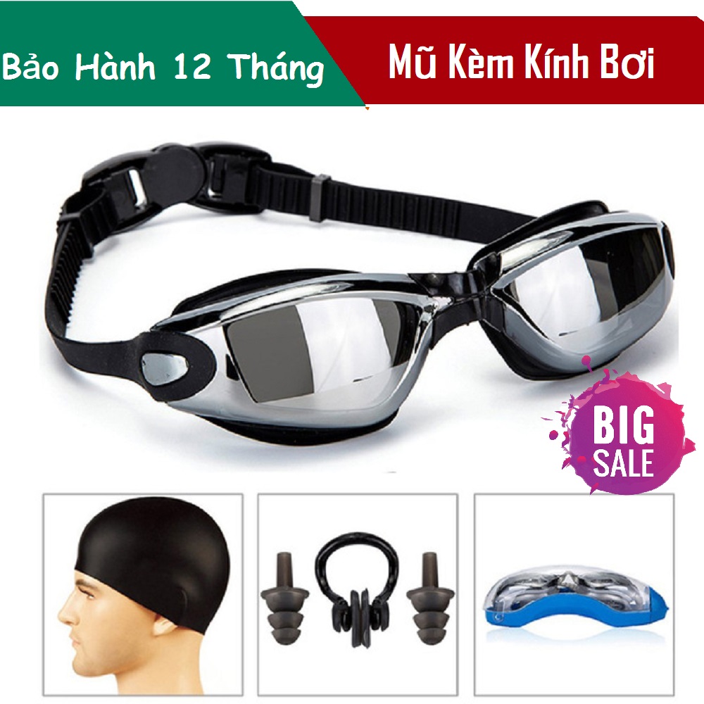 Sét mũ kính bơi- Kính bơi trẻ em giá rẻ Combo set mũ kèm kính bơi, nút bịt tai,chọn bộ sản phẩm cao cấp, giá rẻ - BẢO HÀNH 1 ĐỔI 1 bởi Lucky Store SG.