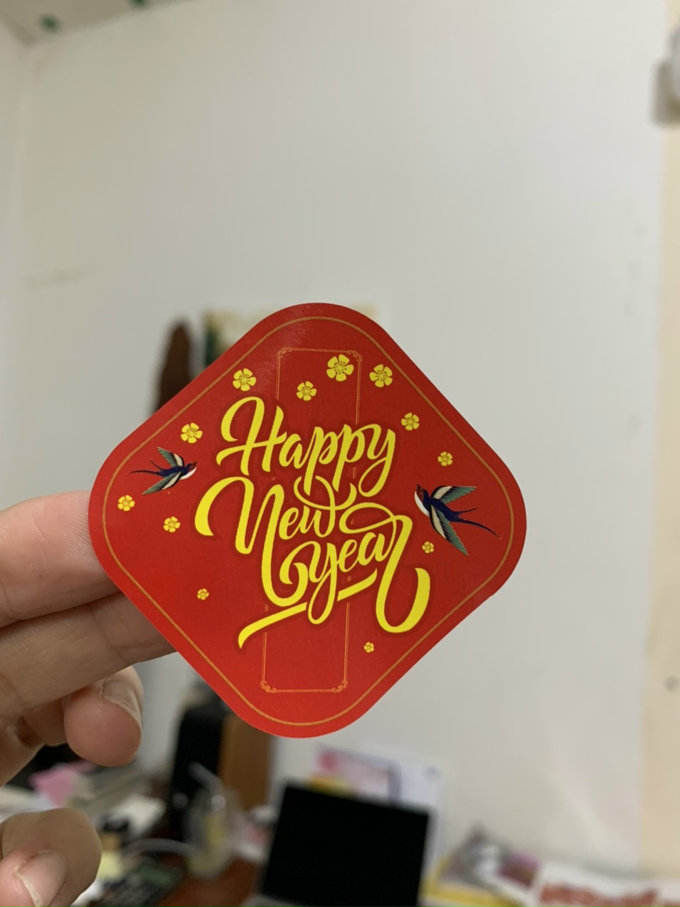 100 Tem dán, Nhãn dán Tết  - Thoi 6cm - vuông 5cm