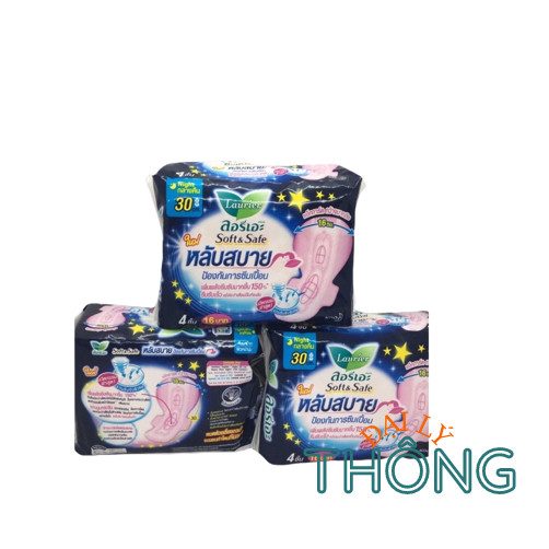 Băng vệ sinh ban đêm laurier soft &safe 30cm thái lan