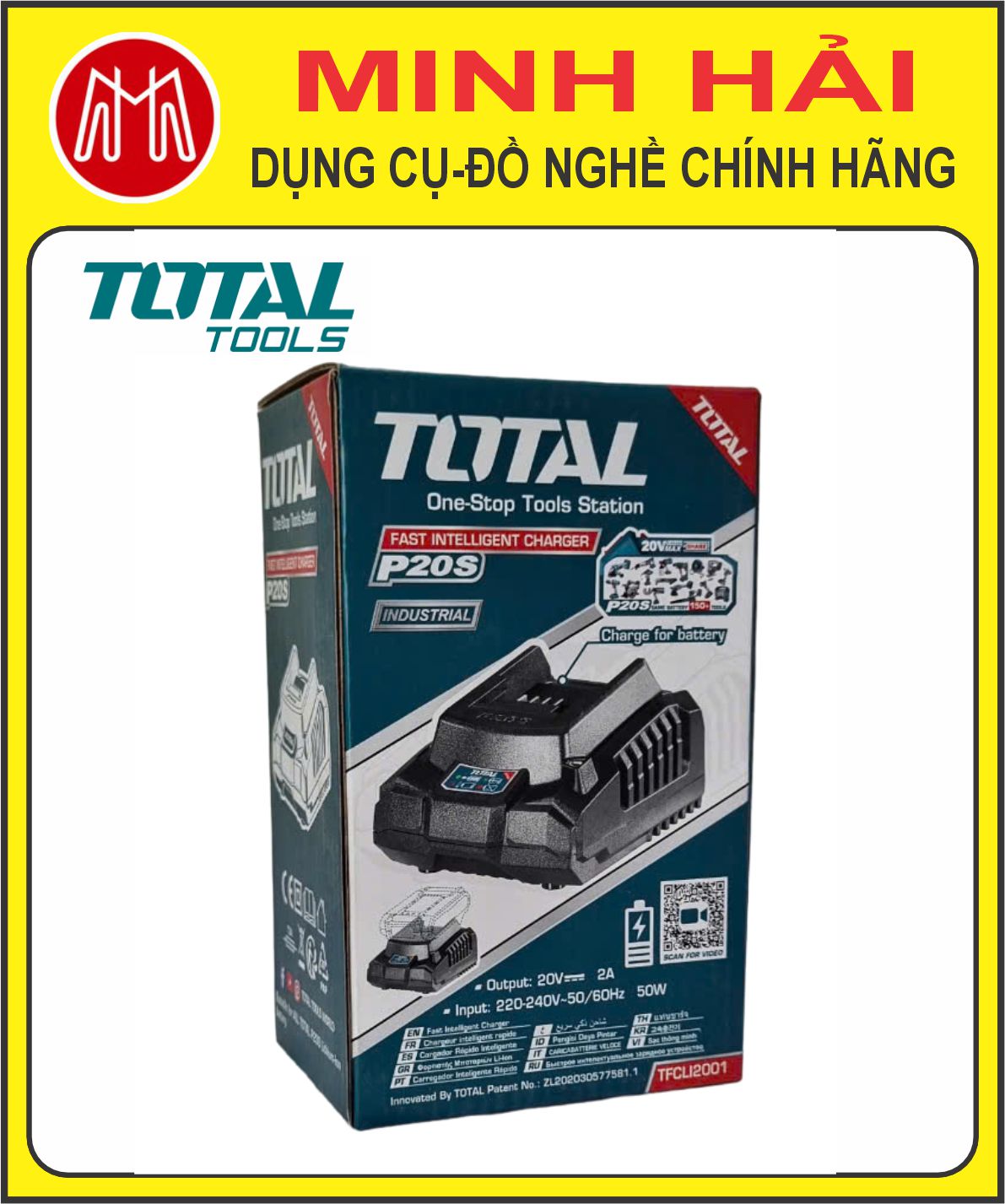 TOTAL Sạc Pin Lithium 20V TFCLI2001