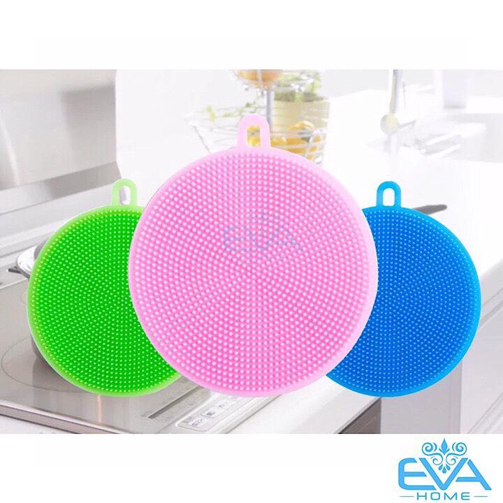 Combo 3 Miếng Rửa Chén Bát Silicon Có Quai Treo Tiện Lợi
