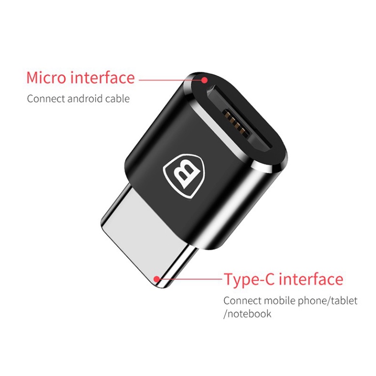 Đầu cắm chuyển đổi Baseus Micro USB sang Type-C OTG