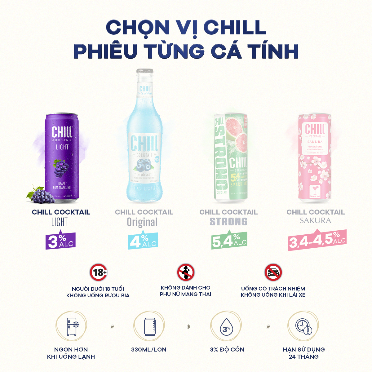 Thùng 6 lon Chill Cocktail 330ml/lon