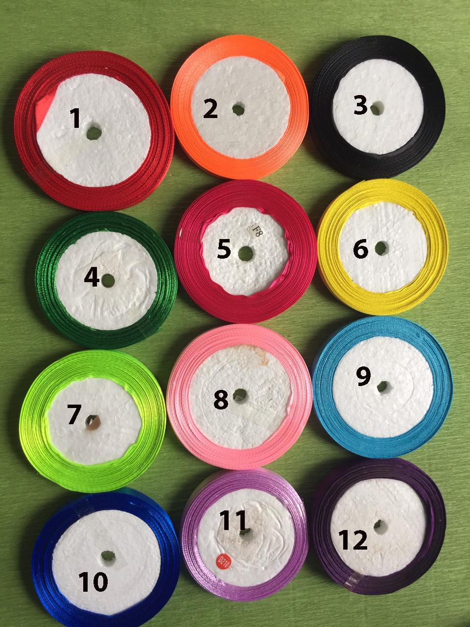 1 cuộn Ruy băng lụa  - bảng 1 cm dài 22m có đủ màu