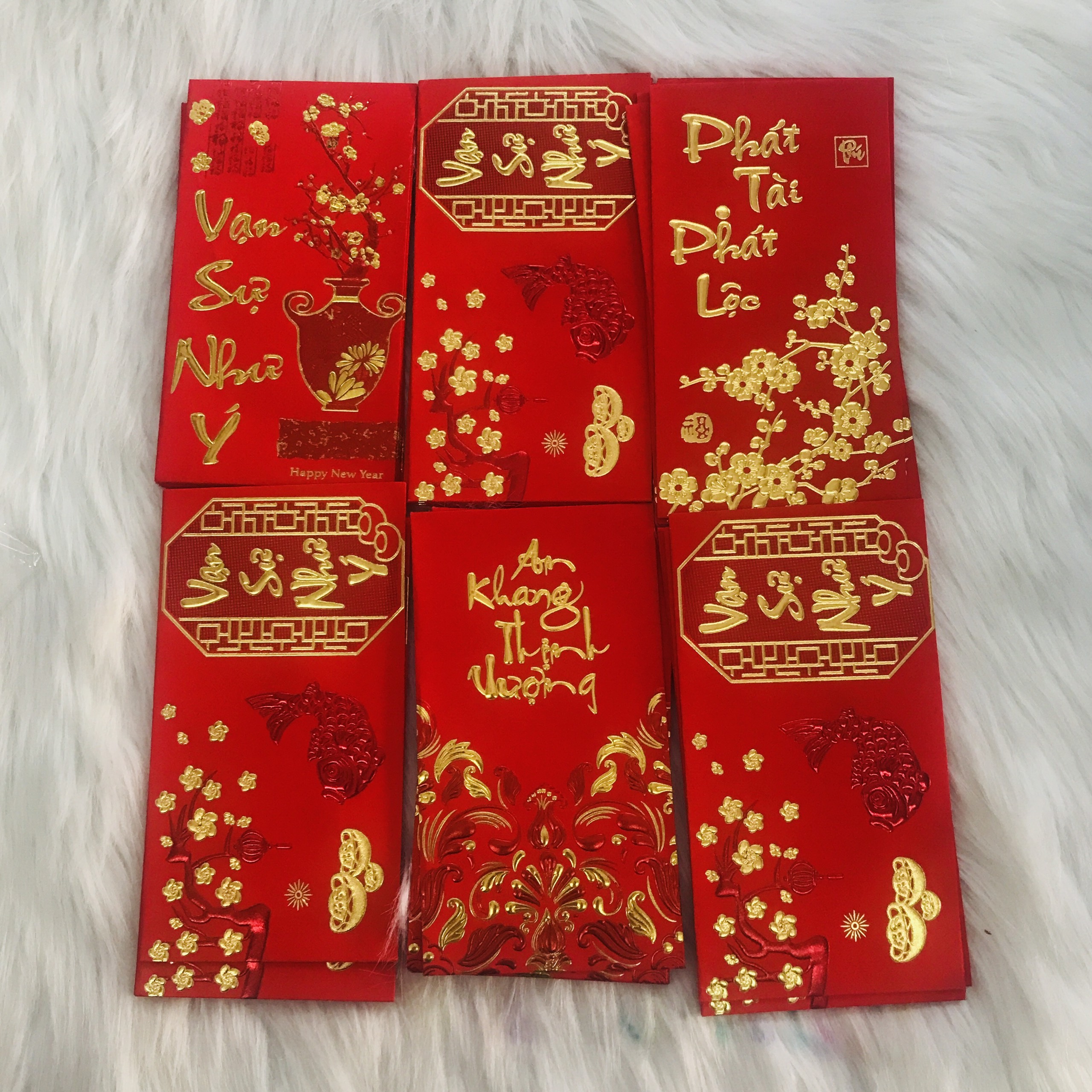 Bao lì xì combo 6 cái Phong bao 10 x18cm