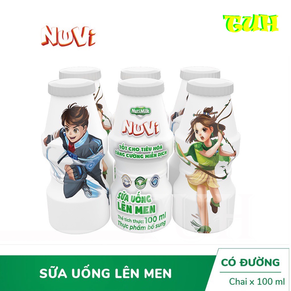 [THÙNG 48 CHAI]NuVi Sữa Chua Uống Lên Men Chai 100ml-TUH