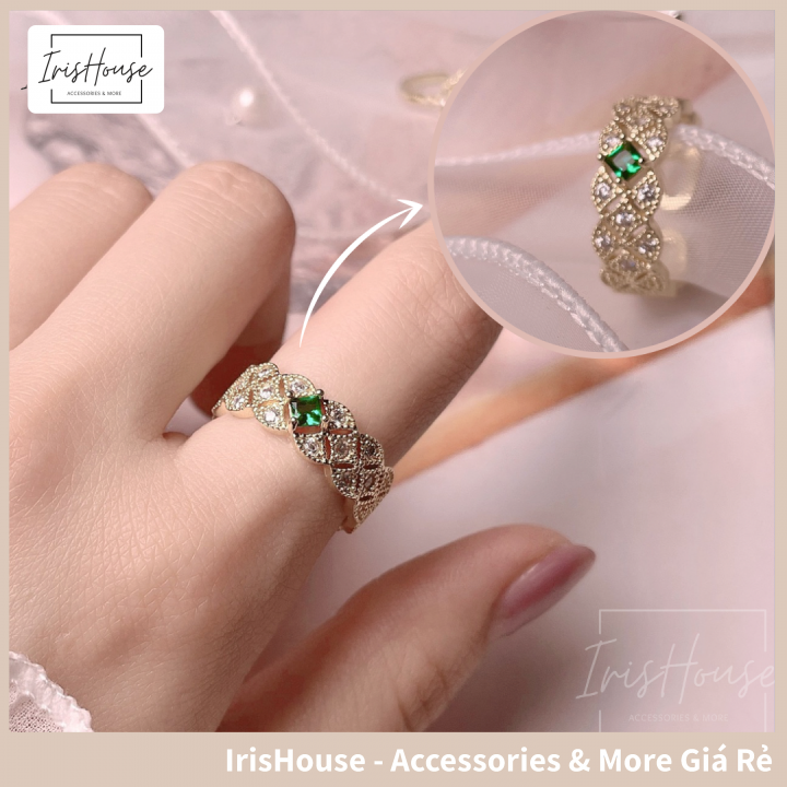 Set Nhẫn Nữ Đính Đá Ngọc Bích Quý Phái