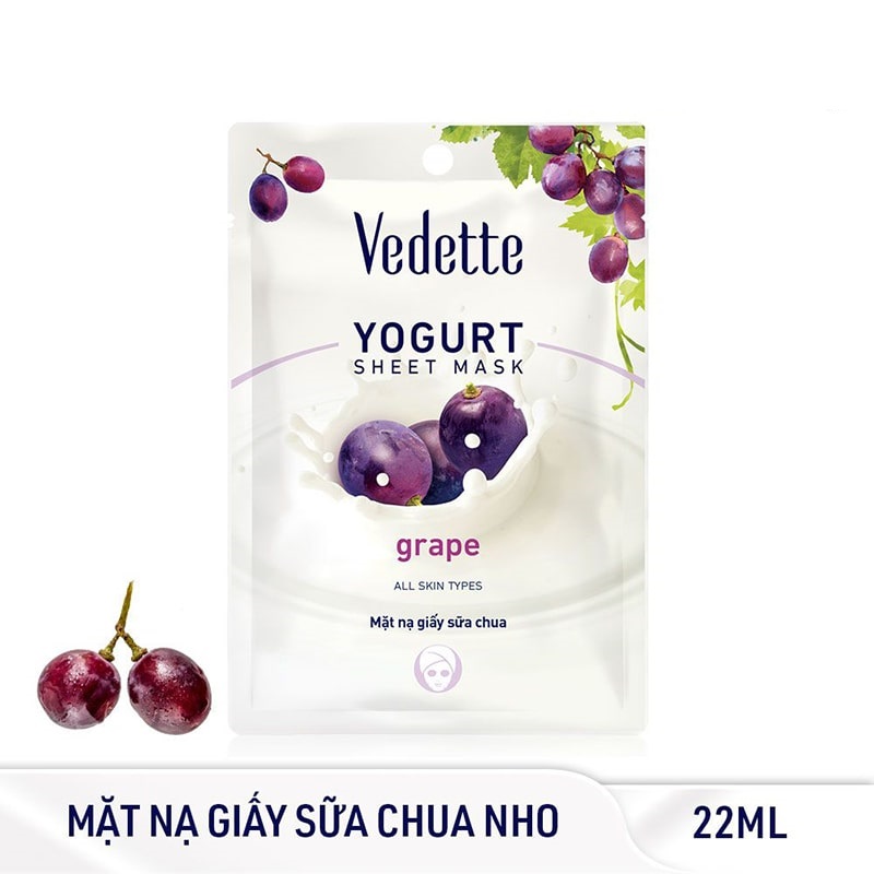 Mặt Nạ Giấy Sữa Chua Nho Vedette 22Ml