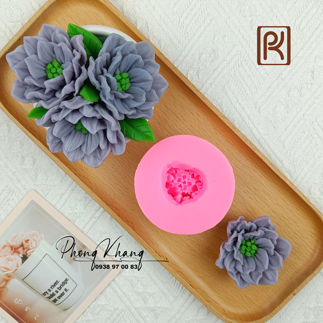 Khuôn silicon 4d Phong Khang làm rau câu hoa hồng thái