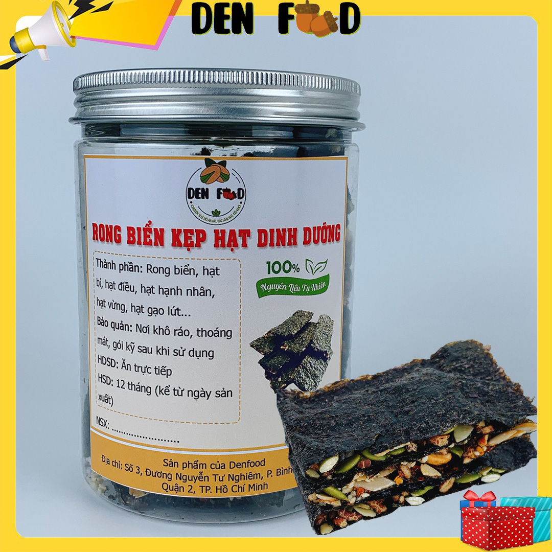 Rong biển kẹp hạt dinh dưỡng Denfood - Hủ 150gr - Snack rong biển Eat clean