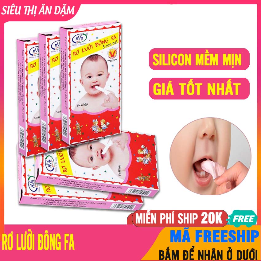 Rơ Lưỡi Đông Pha Cho Trẻ Sơ Sinh Hộp 5 Miếng, Kháng Khuẩn Tốt