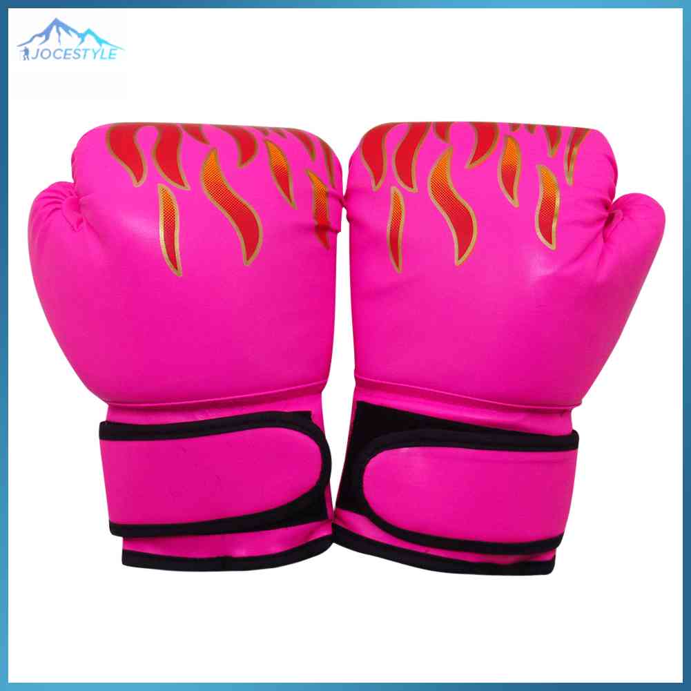 2pcs Boxing Training Fighting Gloves Kid Breathable Sparring Flame Gloves-Red/Black/Blue/Pink