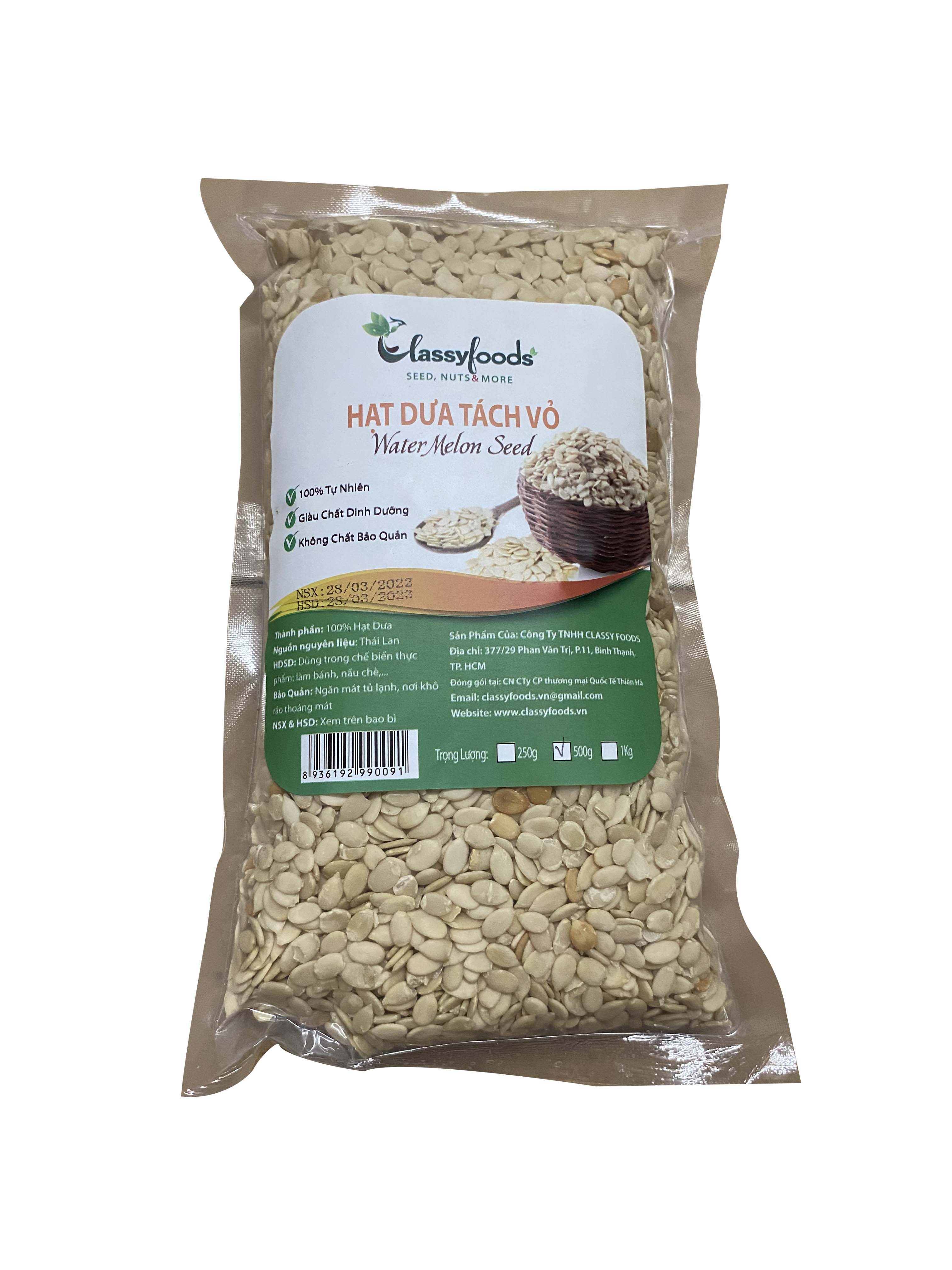 Hạt dưa tách vỏ nhân sống 1kg