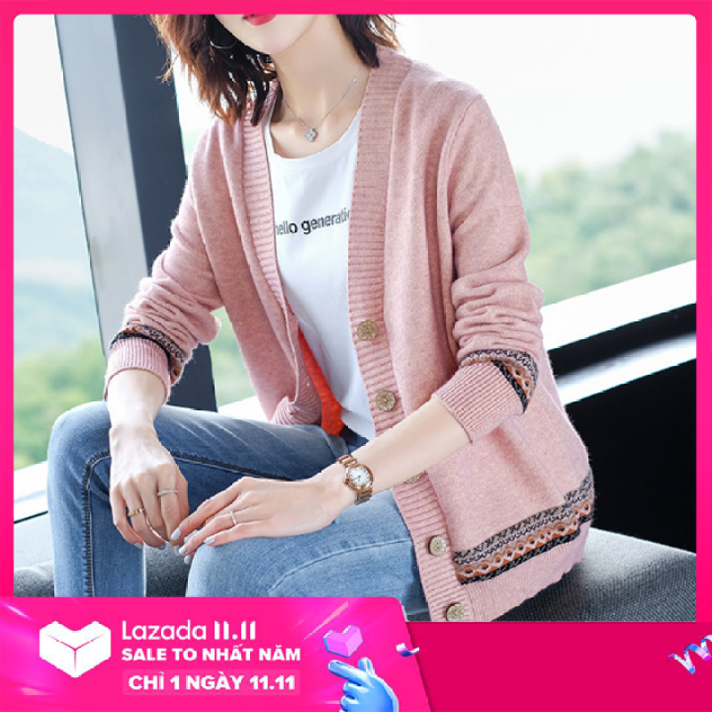 Áo len cardigan họa tiết thổ cẩm hot trend 2020