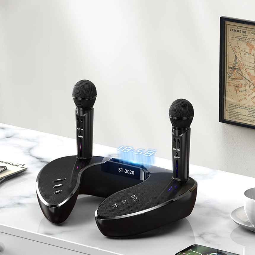 [MẪU MỚI 2020] Mic Karaoke Bluetooth Loa karaoke ST2020 cực hay, mẫu mới, TẶNG KÈM 2 MICRO CAO CẤP, Loa Karaok ST - 2020(đồng hồ điện tử hiện đại)