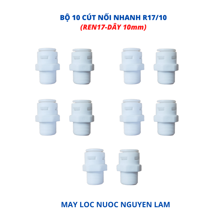 (HCM) Cút Nối Thẳng R17/10-(Ren17-Dây 10mm)