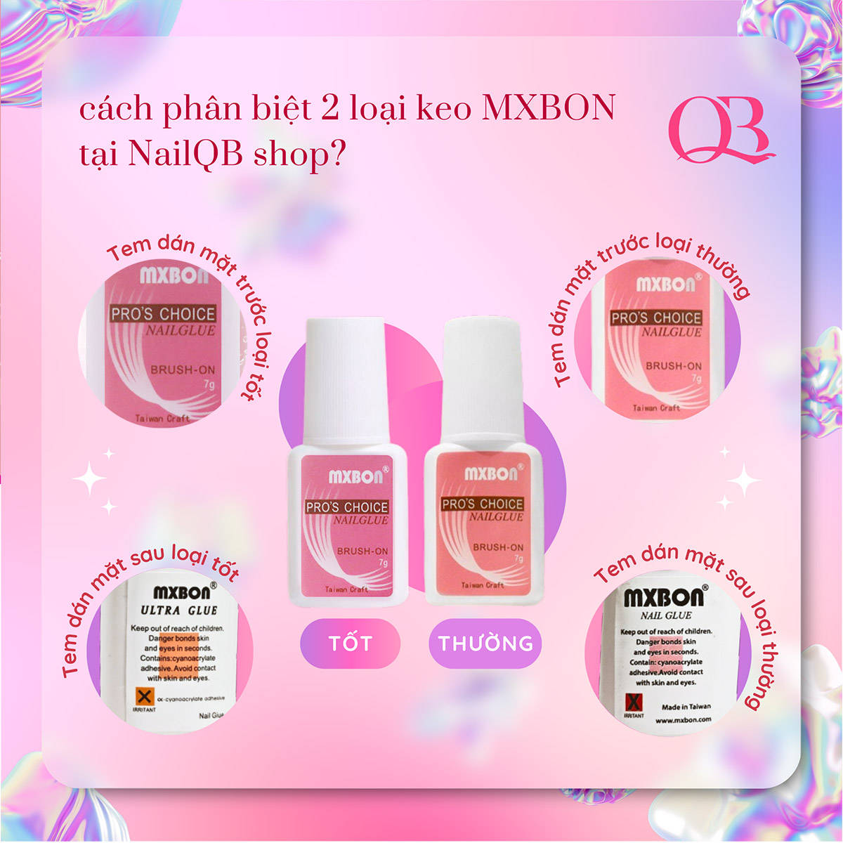 Combo of 3 Bottles of Rhinestone Glue, Mx Bon Nail Glue 7g