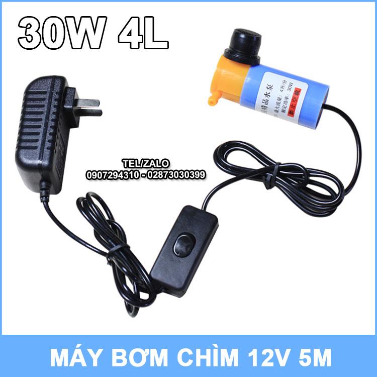 [HCM]Bơm chìm mini 12V 5M kèm nguồn điện