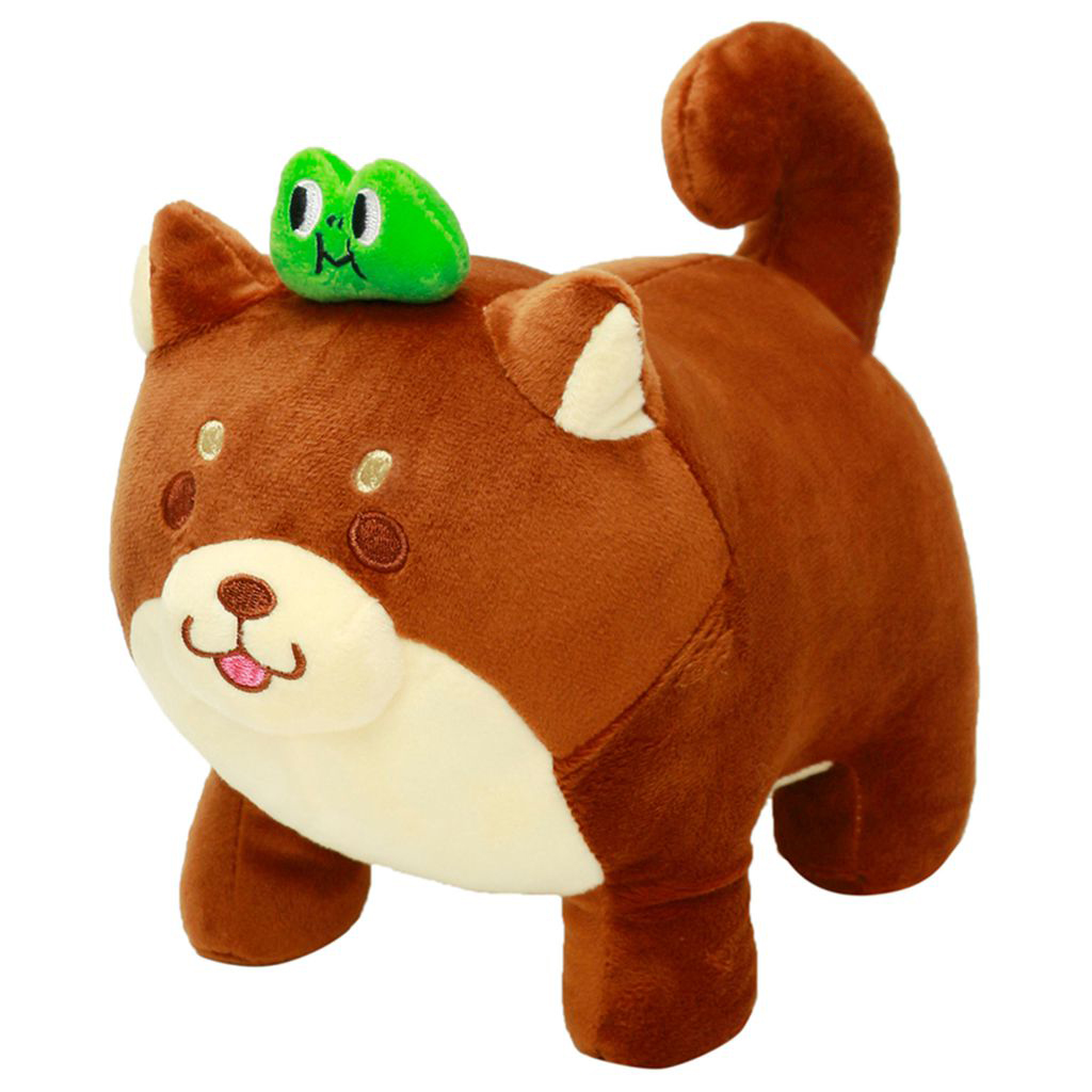 Gấu Bông Chó Shiba Inu Đội Nơ Ếch (25 Cm) Vải Nhung Cao Cấp, Chuẩn Form