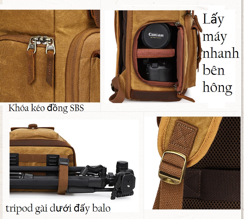 [HCM]Balo túi máy ảnh canvas Vintage.