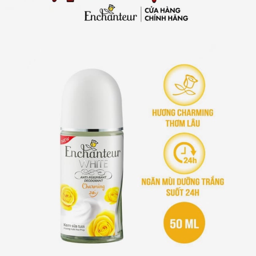 Lăn khử mùi trắng da Enchanteur White Charming 50ml