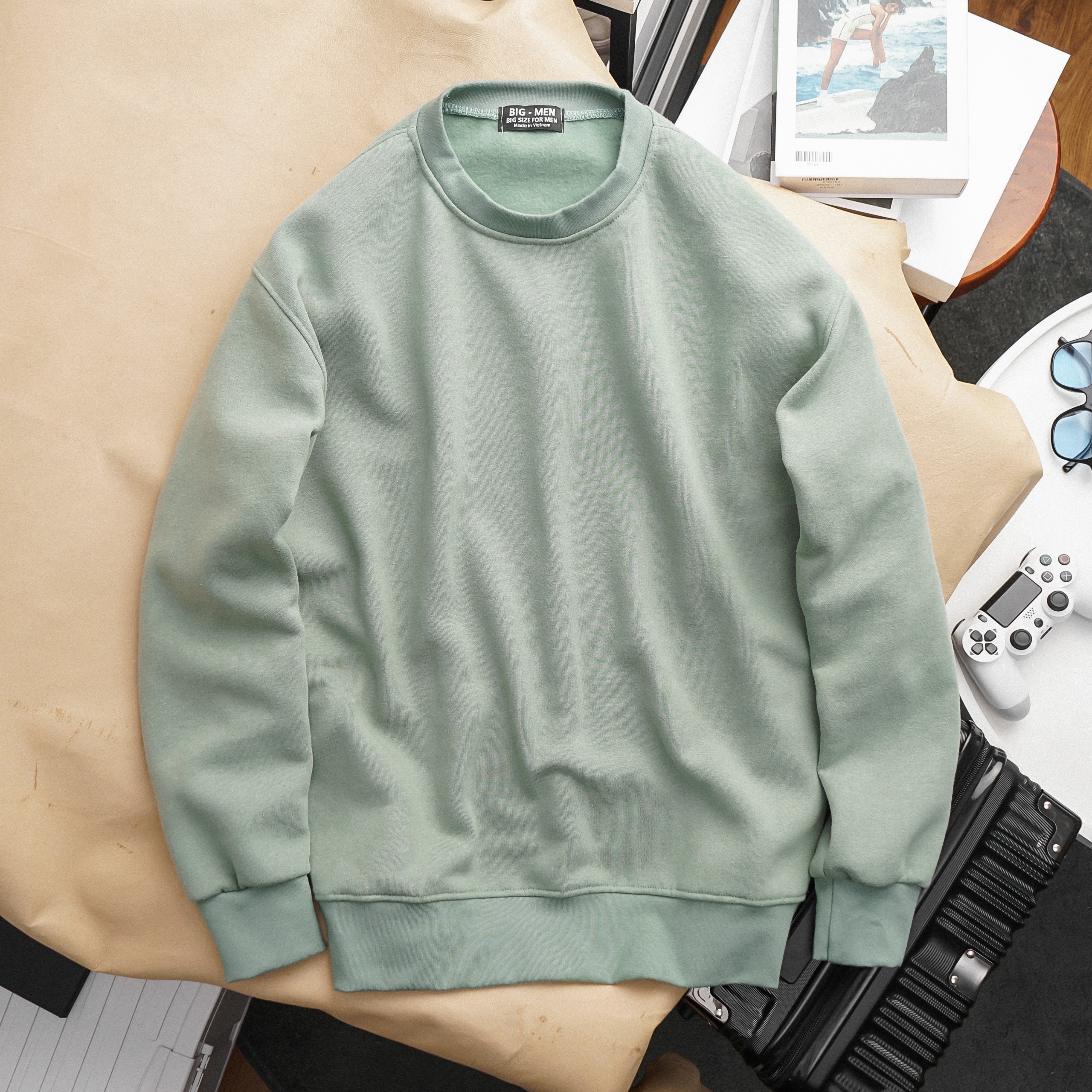 [ Bigsize< 130 kg] Áo sweater nam- trơn bigsize 85- 130 kg