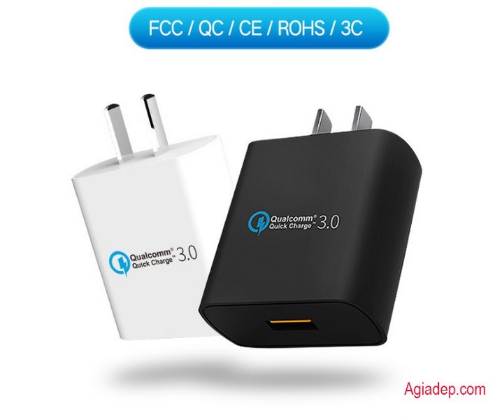 Củ sạc USB công nghệ QC3.0 (Sạc nhanh) Qualcomm - Hàng Xịn (Hình lập phương)