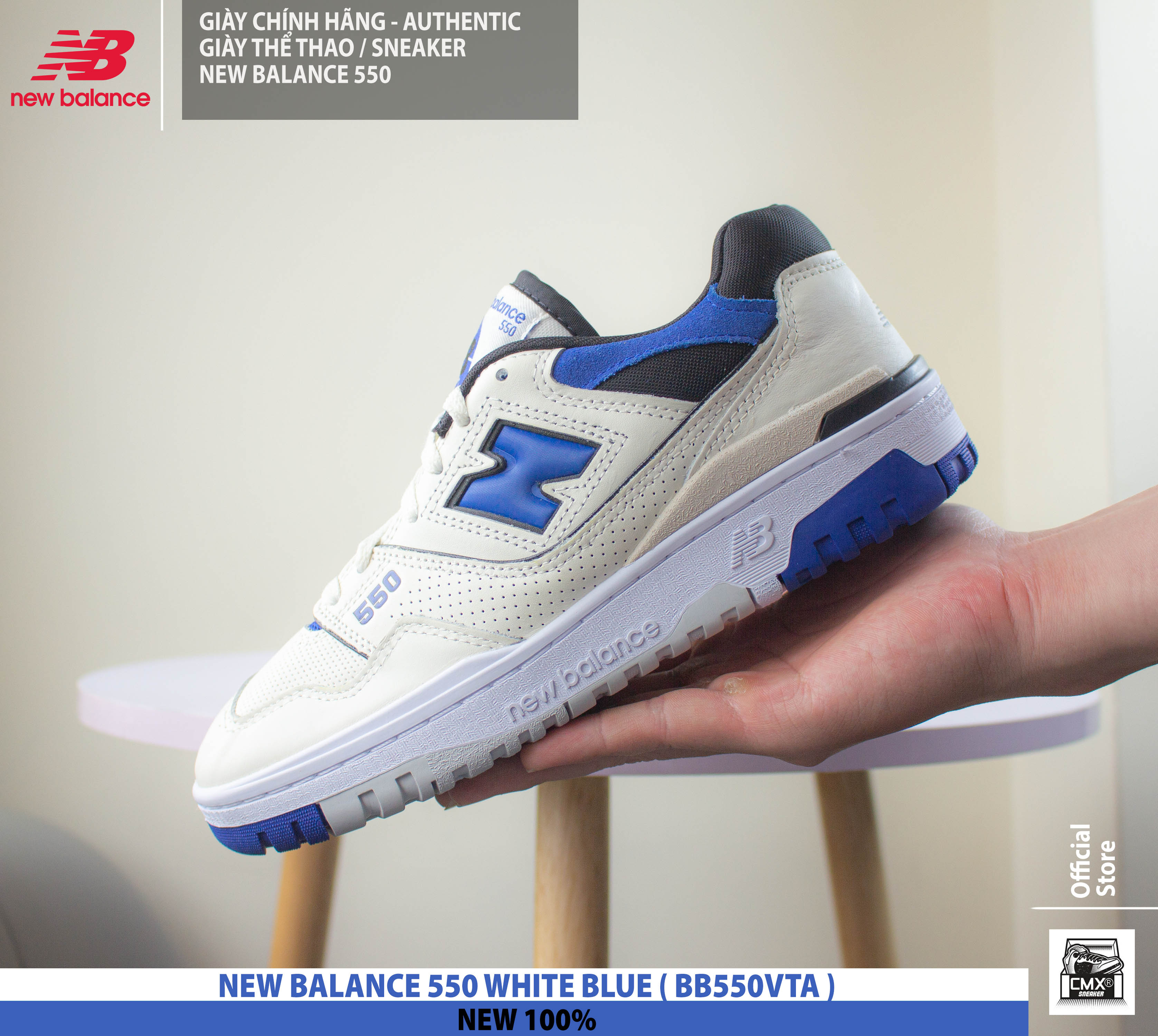 😘 [ HÀNG CHÍNH HÃNG CÓ SẴN ] Giày New Balance 550 WHITE BLUE ( BB550VTA ) - AUTHENTIC 100%